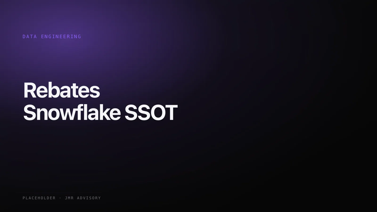 Rebates Snowflake SSOT